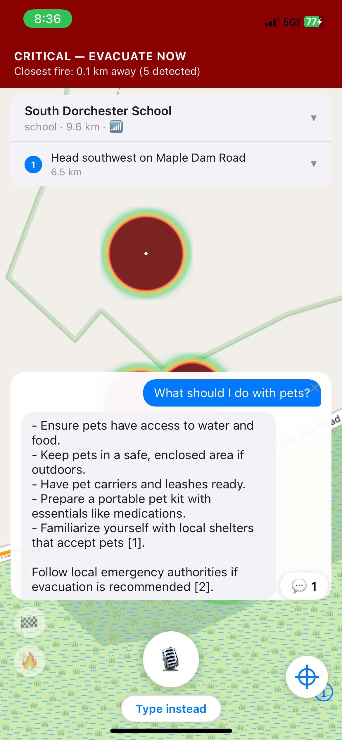 Fireproof wildfire map screenshot