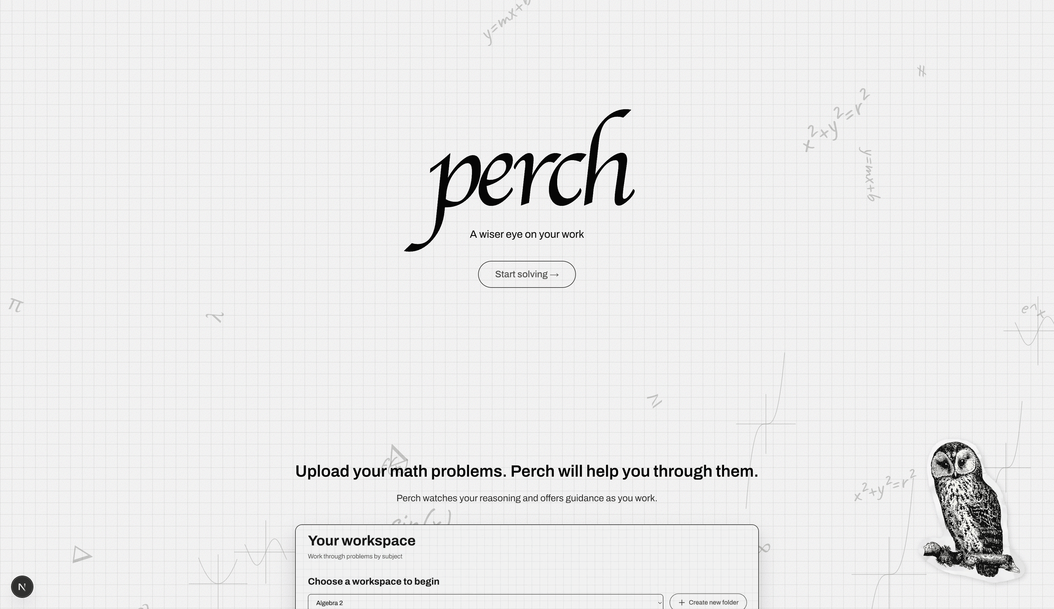 Perch adaptive math tutor screenshot